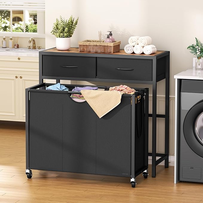 Laundry Sorter, Rolling Laundry Hamper - Image 3