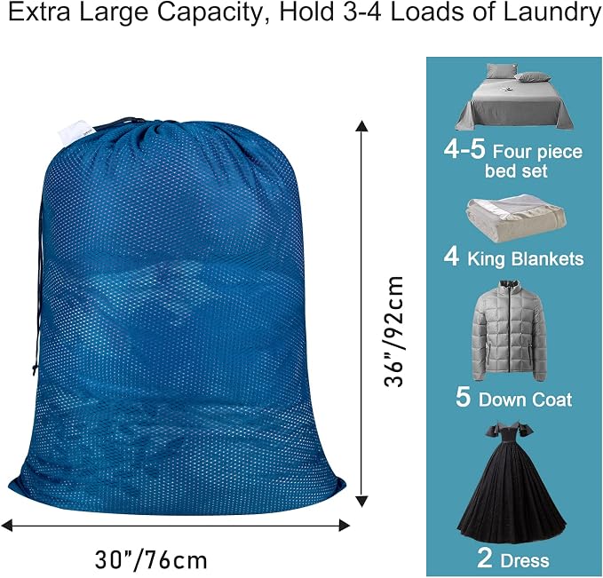 Polecasa 2 Pack Heavy Duty Diamond Mesh Laundry Bag, Breathable Mesh, Machine - Image 3