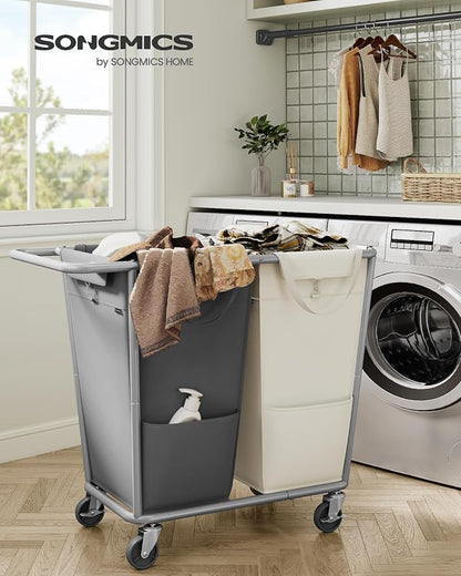 SONGMICS Laundry Basket with Wheels, 2-Section Laundry Sorter, 50.2 Gallons - Image 2