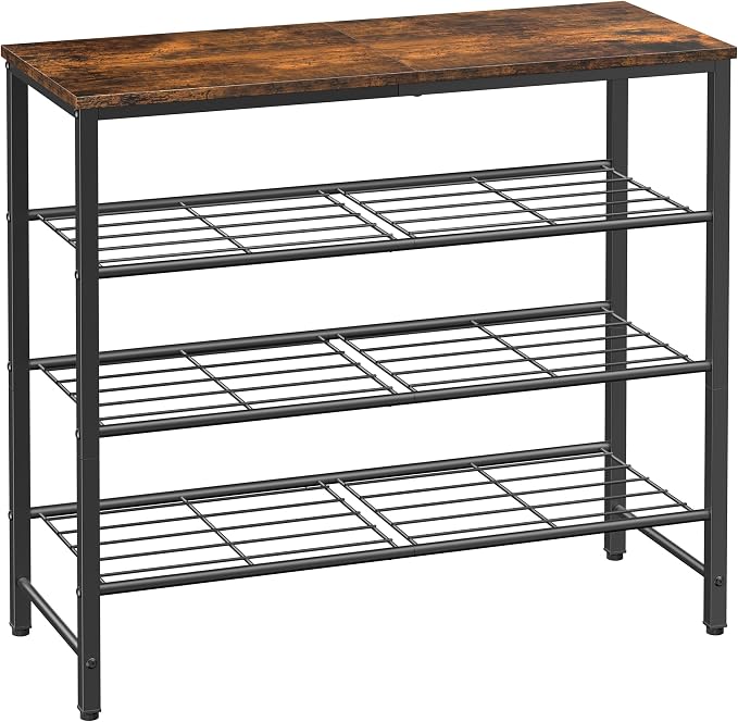 Kitsure Shoe Rack for Closet, Rustic Brown Shoe Organizer by Kitsure
