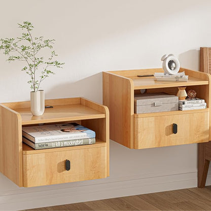 Floating Nightstand Set of 2, Modern Wall Mount Bedside Table by GENGKHAN