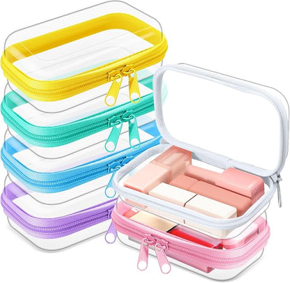 Sanwuta 6 Pcs Clear Hard Zipper Case Hard Plastic Zipper Pouches Transparent by Sanwuta