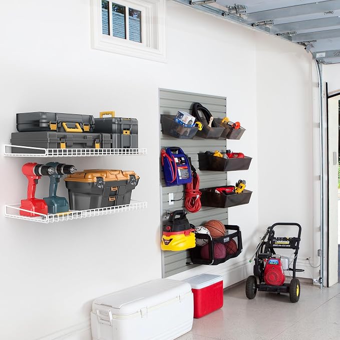 Wallmaster Heavy Duty Garage Wall Shelving 2 Pack 23.6"x11.8" Metal Wire - Image 2