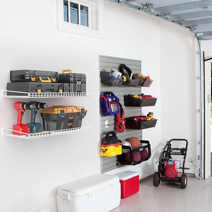 Wallmaster Heavy Duty Garage Wall Shelving 2 Pack 23.6"x11.8" Metal Wire - Image 2