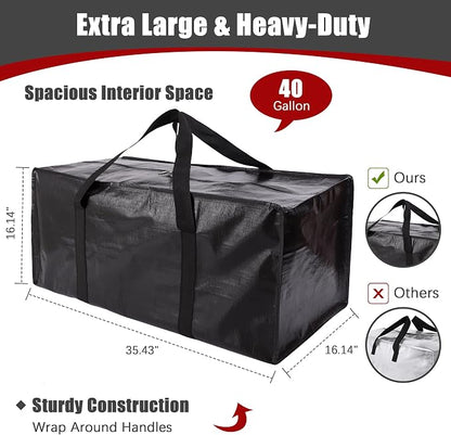 Extra Large Moving Bags with Zippers & Carrying Handles, Heavy-Duty Storage Tote - Image 2