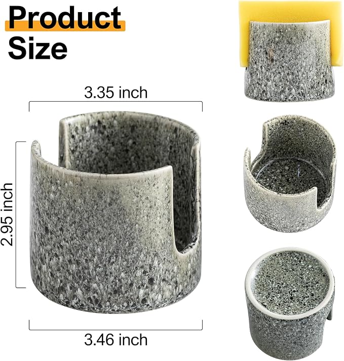 Kitchen Sponge Holder, Ceramic Dish Sponge Holder Scrubby Daddy Farmhouse Dish - Image 3