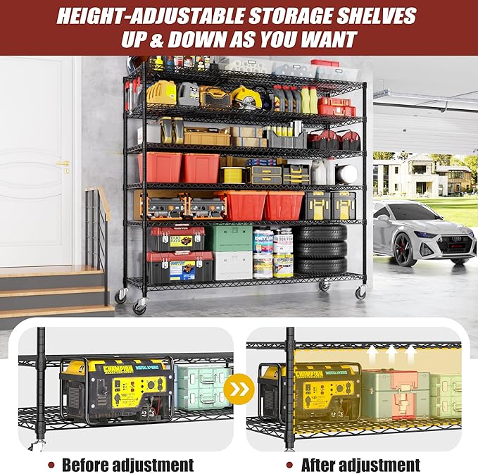 PrimeZone 6 Tier 80.7" H x 55.5" W x 24" D Wire Shelving - Image 9