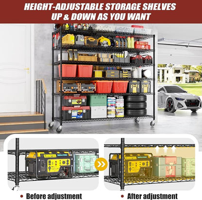 PrimeZone 6 Tier 80.7"H x 55.5"W x 24"D Wire Shelving - Image 5
