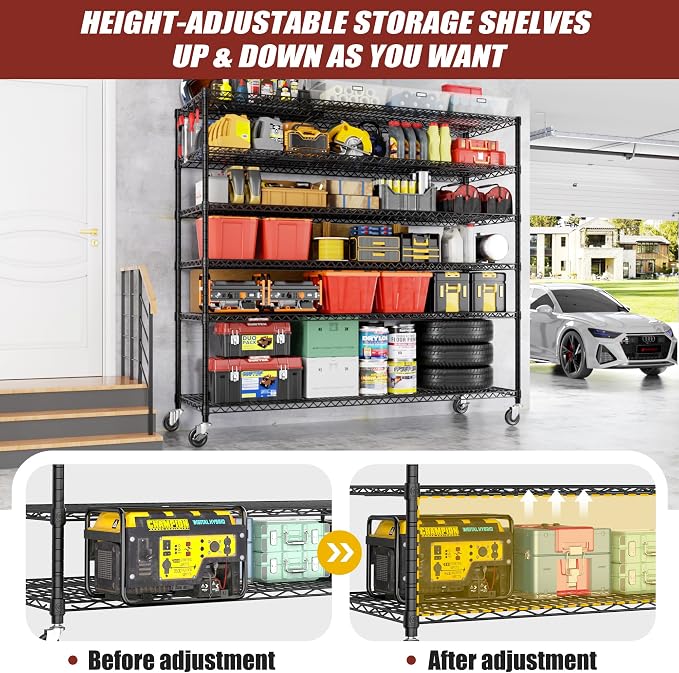 PrimeZone 6 Tier 80.7" H x 55.5" W x 24" D Wire Shelving - Image 9