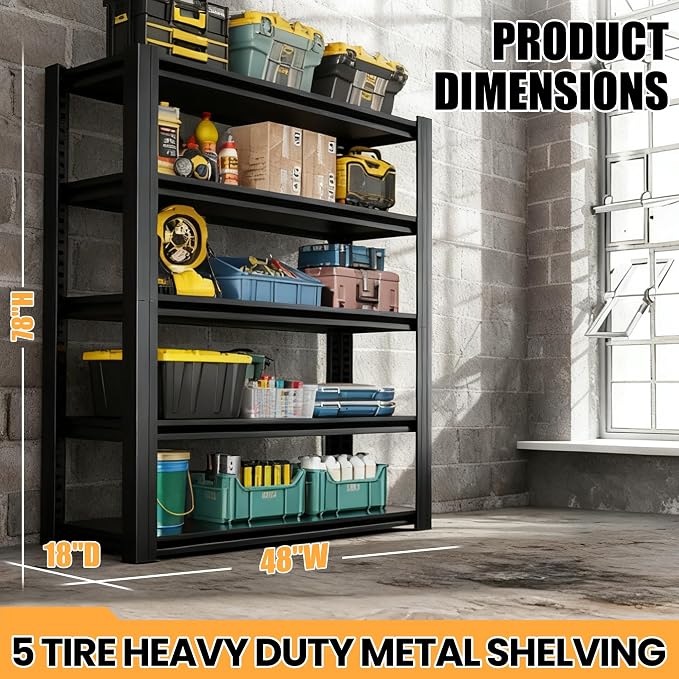 78" H Garage Shelving, Heavy Duty Storage Shelves, Garage Storage Shelves - Image 2