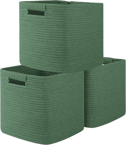 OIAHOMY Storage Cubes 11 Inch Storage Bins-3 Pack, Cotton Rope Woven Baskets by MasterofSpaceOptimization
