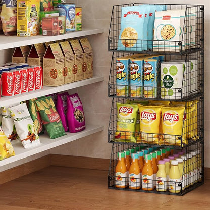 Jakyitvi 4 Pack XXL Stackable Wire Storage Basket, Extra Large Capacity Pantry - Image 4