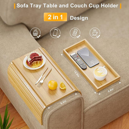Bamboo Sofa Arm Rest Tray Table - Image 2