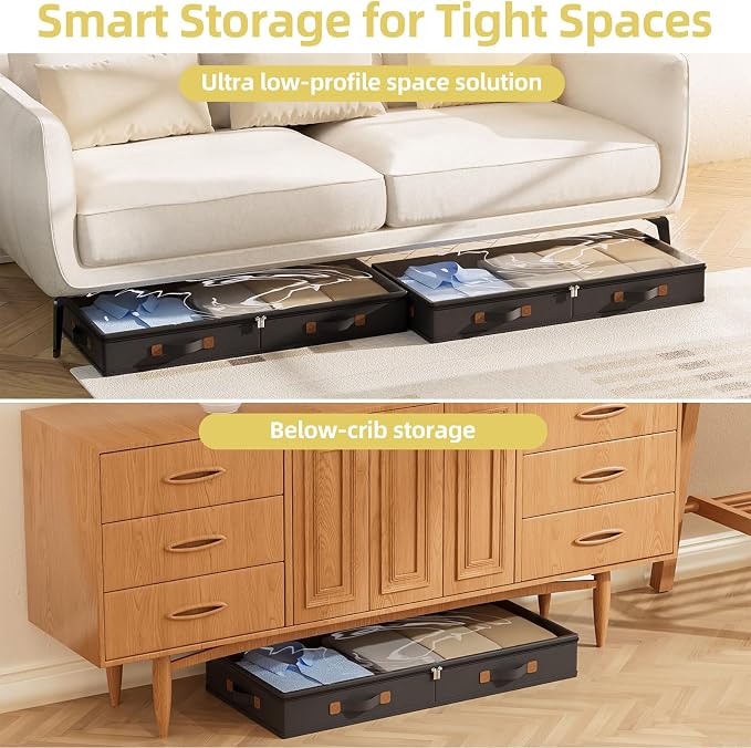 FHSQX Under Bed Storage Container 3 Inches Low Profile Under-bed Organizer Bins - Image 6