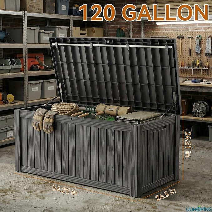 150 Gallon Outdoor Deck Box, Resin Waterproof Storage Box - Image 4