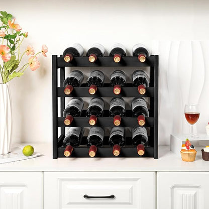 VASMIA Wine Rack, 4-Tier Bamboo Wine Racks Countertop, Sturdy and Durable Wine - Image 3