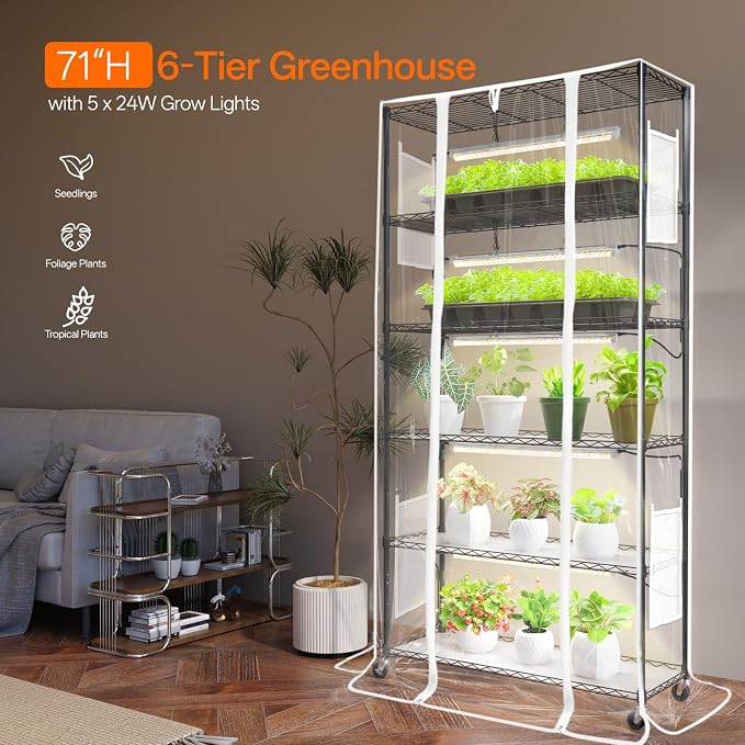 Bstrip Indoor Greenhouse with Grow Light, Mini Green House with 5 Pack T8 Full - Image 2