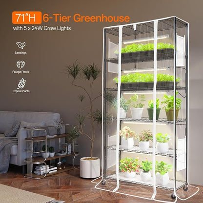Bstrip Indoor Greenhouse with Grow Light, Mini Green House with 5 Pack T8 Full - Image 2