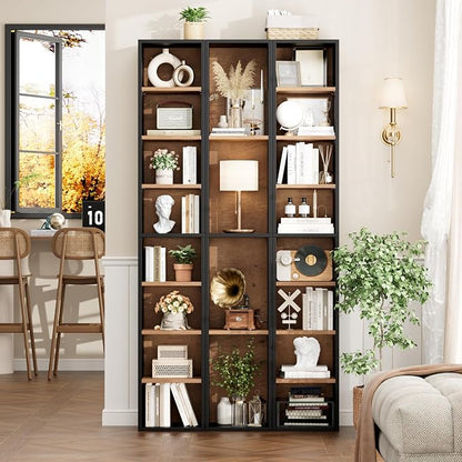 FOTOSOK 2 Pcs 71'' Tall Narrow Bookshelf, 8-Tier Media Tower Rack Set of 2 | CD - Image 4