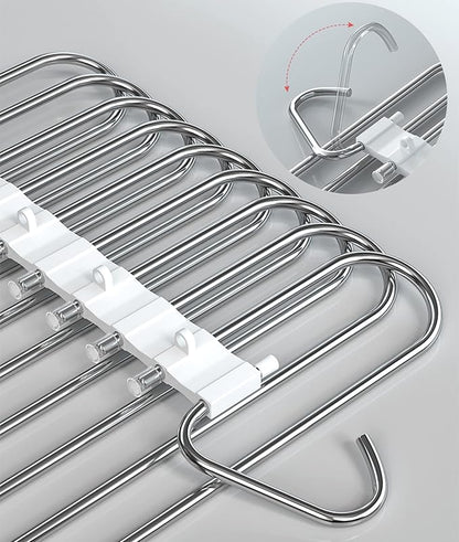 9 Layers Pants Hangers Space Saving Closet Organizer 2 Pack, Metal Space Saving - Image 5