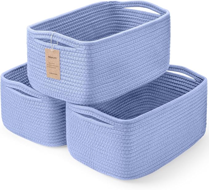 3-Pack Storage Baskets for Organizing | Woven Shelf Toy Basket | Rope Baskets by MaxuniTechLife
