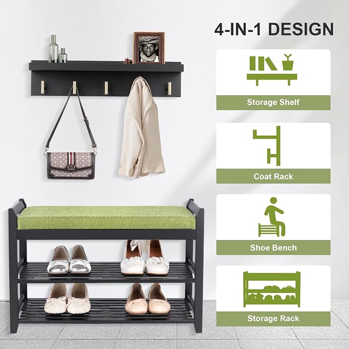 PETKABOO Shoe Rack for Front Door Entrance, 28” Entryway Bench - Image 7