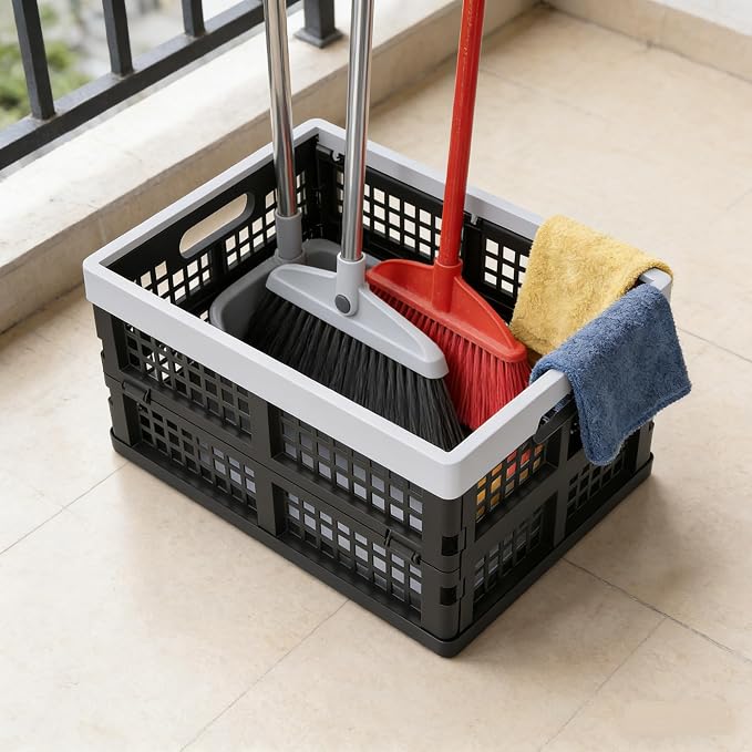 15L Plastic Collapsible Storage Crates, Folding Crates Storage Basket - Image 5