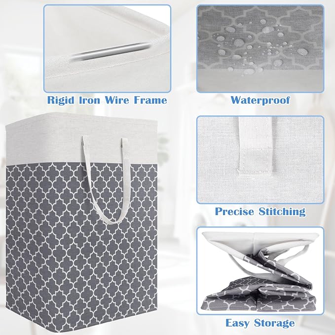 BlissTotes 3-Pack Laundry Basket, Freestanding＆Waterproof Laundry Hamper - Image 4