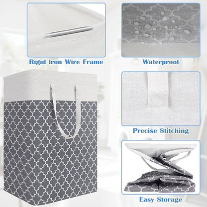 BlissTotes 3-Pack Laundry Basket, Freestanding＆Waterproof Laundry Hamper - Image 4