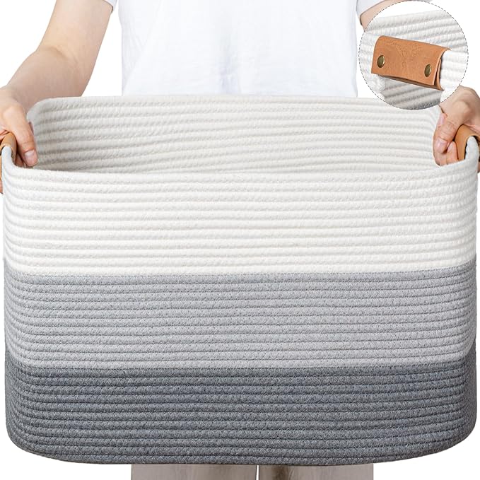 danpinera Large Woven Basket 25’’*16’’*16’’ 108L Woven Baskets by danpinera