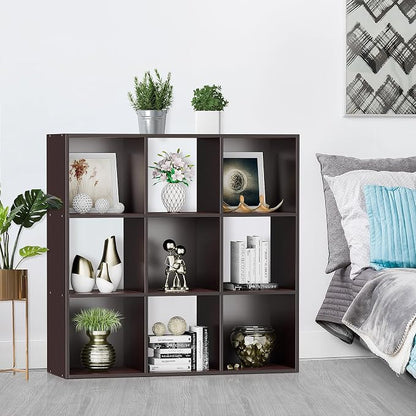 ZenStyle 9 Cube Storage Shelf Organizer, Wooden Bookshelf System Display Cube - Image 2