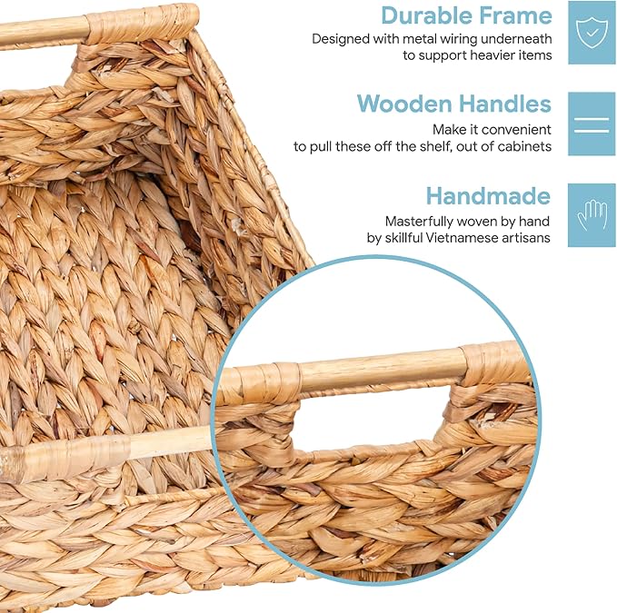 VATIMA Hyacinth Large Wicker Basket 15.5x10.8x6.2" - Image 2