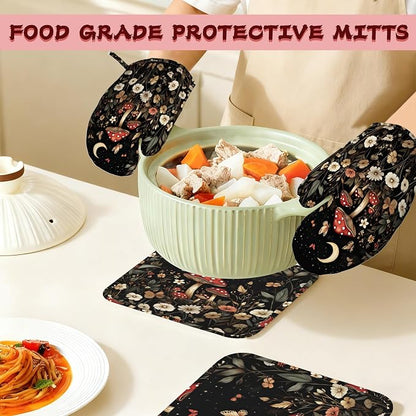 Red Mushroom Butterfly Heat-Resistant Silicone Oven Mitts and Pot Holders - Image 7