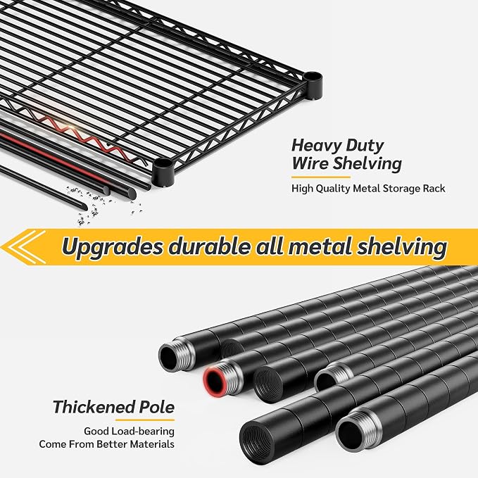 REIBII 75''H Storage Shelves Metal Shelving Unit, 6 Tier Wire Shelving - Image 8