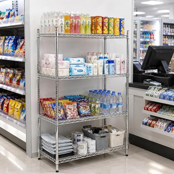 APLSS NSF 4-Tier Chrome Storage Shelves, Dry Environments, Commercial Heavy - Image 2