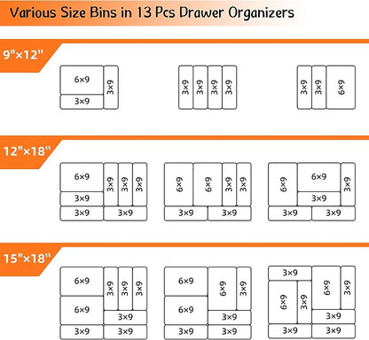 Gonice 13 PCS Drawer Organizer Tray, Interlocking Office Desk Drawer Storage - Image 7
