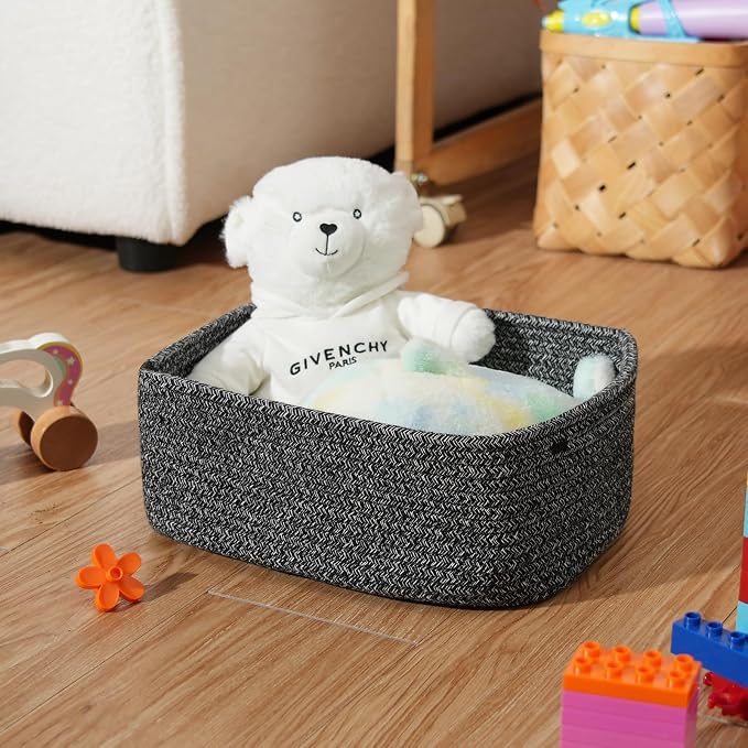 3-Pack Shelf Baskets for Organizing, Closet Organizer Bins, Small Woven Baskets - Image 9