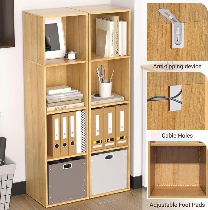 4 Cube Storage Organizer, 4 Tier Cube Low Bookcase Freestanding Storage Display - Image 7