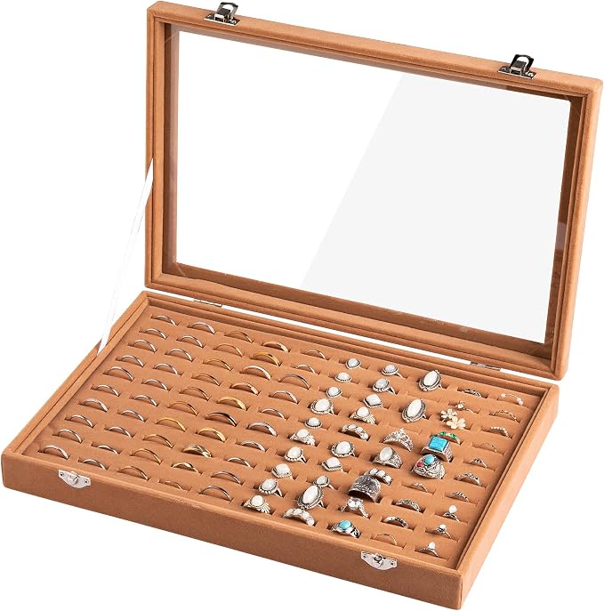 Frebeauty Ring Organizer Tray 100 Slots Ring Holder by Frebeauty