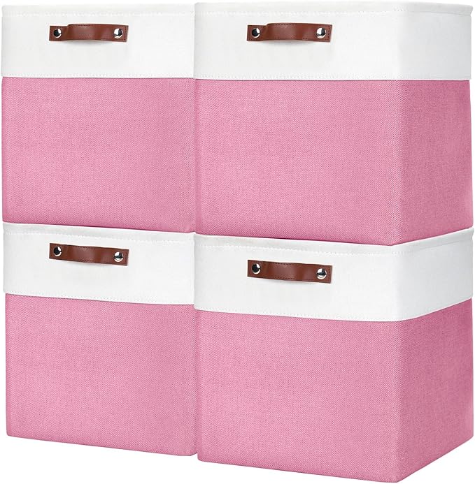 13x13 Cube Storage Bins, Collapsible Fabric Storage Box, 4 Pack Closet Baskets by Bagnizer