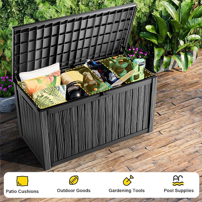 200 Gallon Waterproof Outdoor Storage Box, UV Resistant Resin Deck Box - Image 5