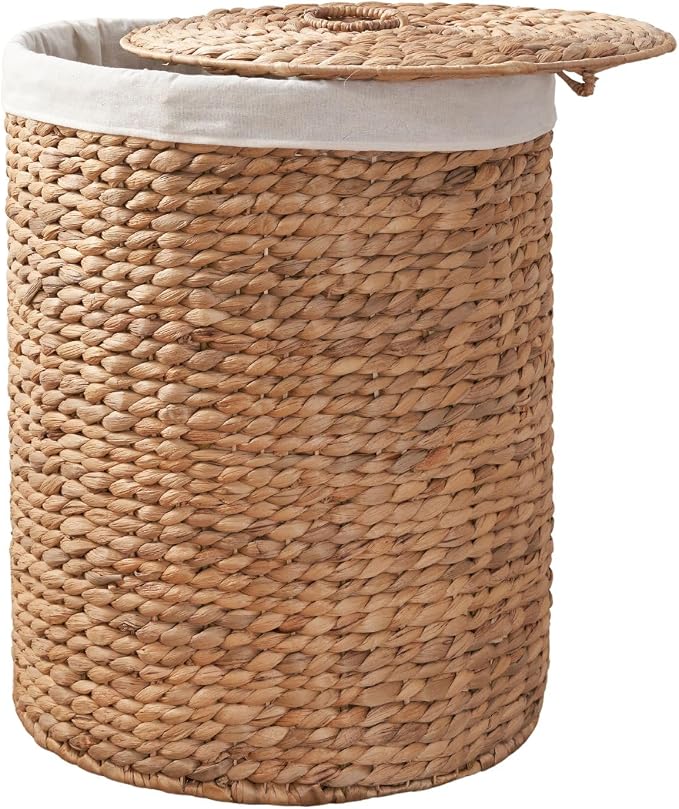 Round Woven Wicker Laundry Hamper by SOLBackyard