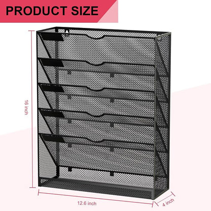 Hanging Wall File Organizer 6 Tier Wall Mounted Mail Paper Folder Holder - Image 3