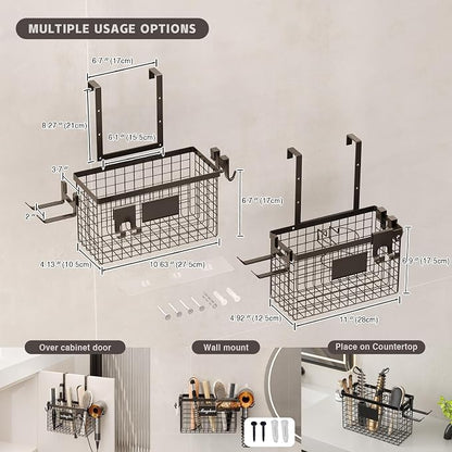 Hair Dryer Holder Cabinet Door 3-in-1 Adhesive Hair Tool Organizer Wall Mounted - Image 5