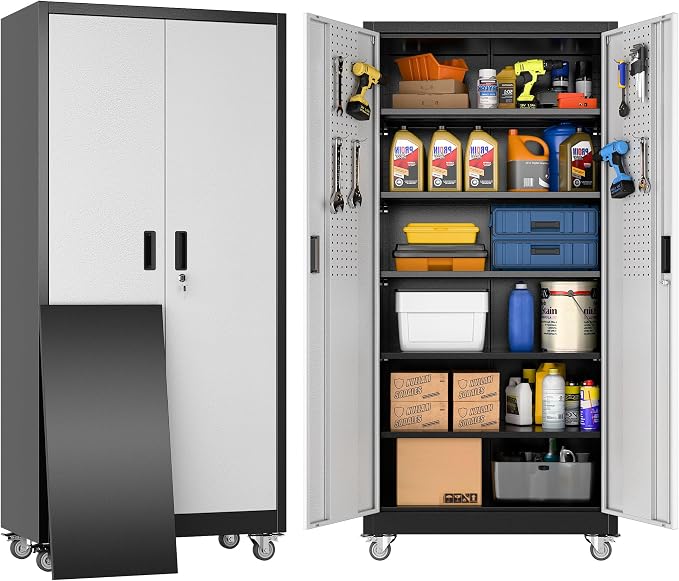 Upgraded Wide & Deep Metal Garage Storage Cabinet by METALYEYE