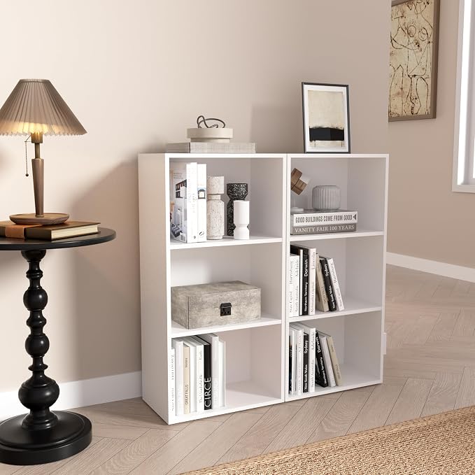 Wooden 3 Cube Storage Organizer, 3 Tier Low Bookcase Freestanding Storage - Image 7
