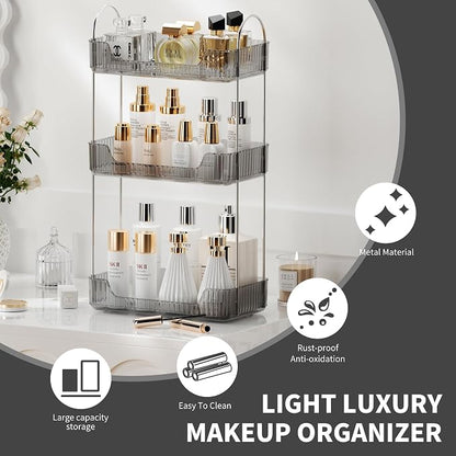 3 Tier Bathroom Organizer Countertop Makeup Perfume Tray Skincare Organizer - Image 3