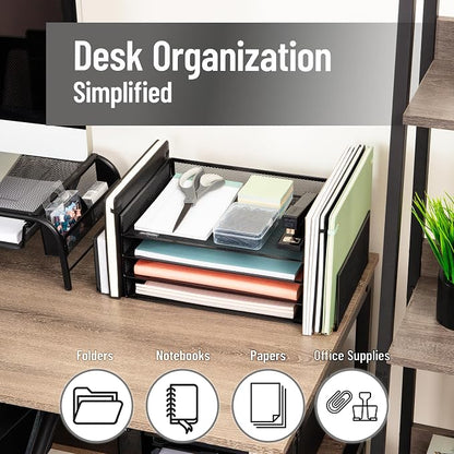 Mind Reader Desktop Organizer, File Storage, Paper Tray, Metal Mesh, 16.75"L x - Image 2