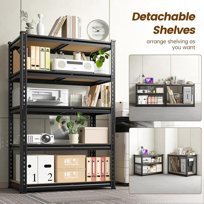 5-Tier Storage Shelves, 1980LBS Adjustable Pantry Shelves, Metal Shelving Unit - Image 4