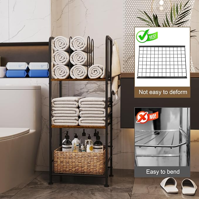3-Tier Freestanding Cabinet Towel Rack Metal Stand | M-shaped detachable - Image 5